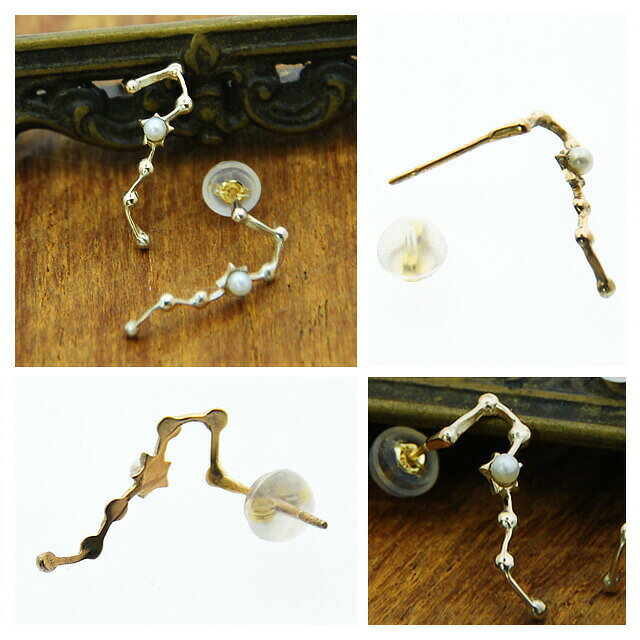 【送料無料】 ピアス 18k パール 星 北斗七星 パール K10/K18 ギフト 冠婚葬祭 オ...