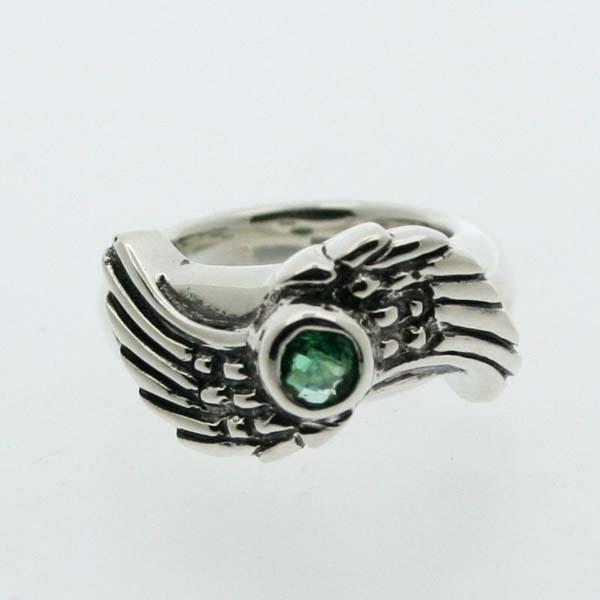 【ピンキーリング】翼のピンキー シルバー925 5月 誕生石 エメラルド 指輪 シンプル WINGS【1号 2号～】【送料無料】【コンビニ受取対応商品】 ご褒美 卒業祝い 就職祝い 卒業記念 成人祝い 記念