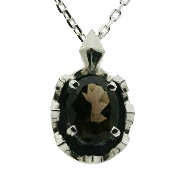 ネックレス メンズ シルバー925 ペンダントトップ メンズアクセサリー 王冠トップ スモーキークォーツ ..