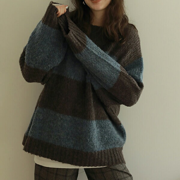 【SALE】【セール】【30％OFF】【即納】CREDONA クレドナカラーボーダールーズニット 1423511014-0