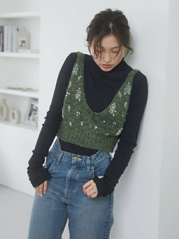 【10％オフ】【11,000円→9,900円】【即納】Ungrid アングリッドスパンコールデザインニットビスチェ 112452607601【2024AW新作】≪10月12日入荷≫