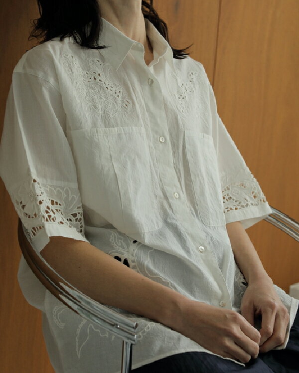 【リピート生産決定！】ànuke アンヌーク anuke2024ss先行予約 2024春夏受注会Cutwork Lace Shirts カットワークレースシャツ トップス 62410402 船曳ひろみ【2024SS新作予約】【9月中旬-10月中旬お届け予定】≪4月22日予約開始≫