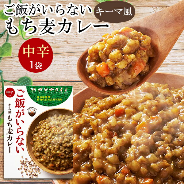 レトルトカレー 1食 ご飯がいらない キーマ風もち麦カレー 中辛 180g 1袋 キーマカレー風 香川県 讃岐もち麦ダイシモチ 無添加 中辛 簡単調理 大人向け カレー 非常食 災害用 備蓄