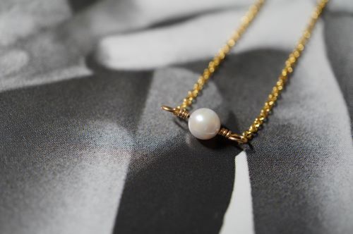 Rakuten - 大人かわいい　　ゴールドフィルド　ネックレス　ペンダント　アクセサリー　12054　ベビー　あこやパール　ペンダント　47センチ