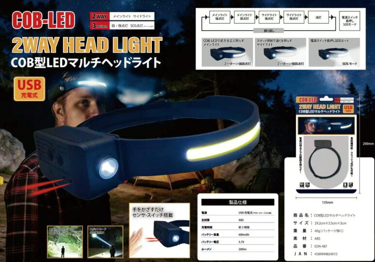 【アウトドア(表売場)】EDITON(エディション)2WAY HEAD LIGHT(COB型LEDマルチヘッ...