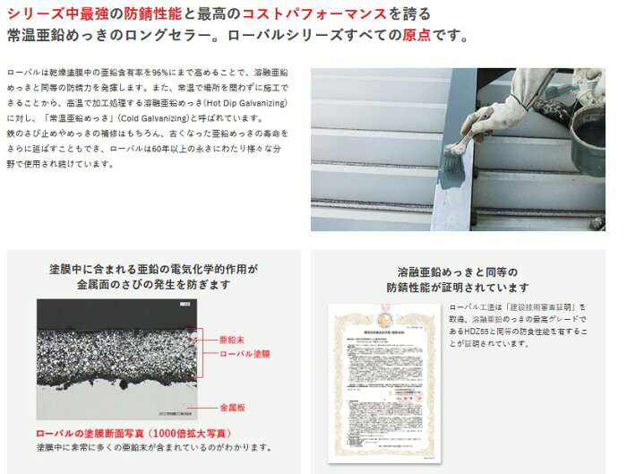 ブルーピーターの【送料込み(一部地域除く)】【塗料】ROVAL(ローバル)常温亜鉛めっき R 1kg【561】｜アングル2