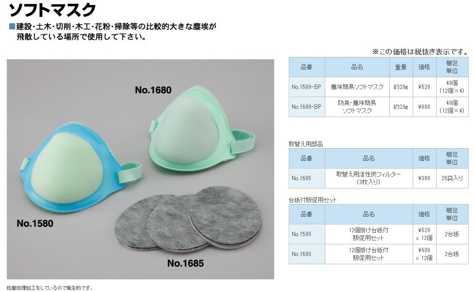 【安全保護用品】TOYO SAFETY(トーヨーセフティー)マスク取替え用活性炭フィルター(3枚入り)No.1685【573】