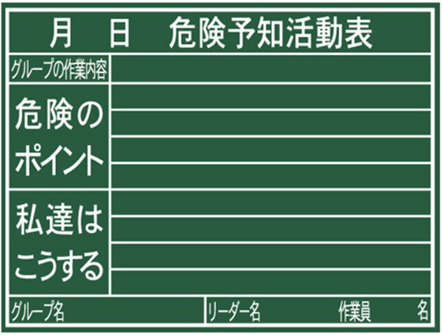 【工事現場用品】シンワ測定黒板(こくばん)木製 H 45×60cm「危険予知活動表」横 77079【451】