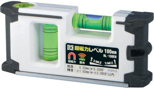 【測定工具】新潟精機(SK)超磁力レベル(水平器)白 360°気泡管付 ML-100KW【451】