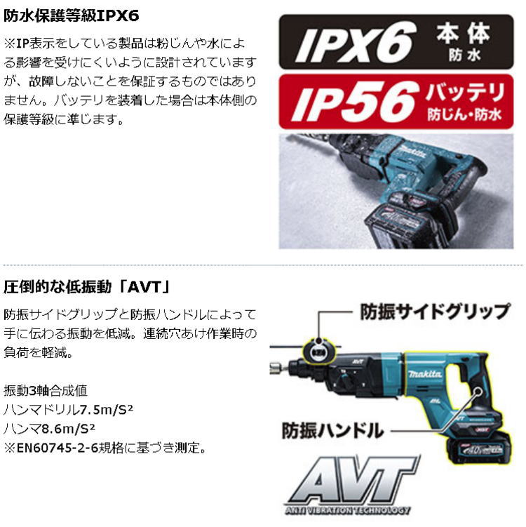 【送料込み】40Vmax 28mm充電式ハンマドリル(本体のみ+ケース付) マキタ HR007GZK...