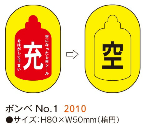 【溶接工具アクセサリー】仙台銘板ボンベ保管用ステッカー ボンベ No.1 サイズ：H80×W50mm(楕円)571201..