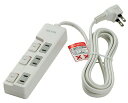 【電材工具】ELPA(エルパ)ランプレススイッチ付タップ 3個口 2m WLS-U32EB(W)【580】