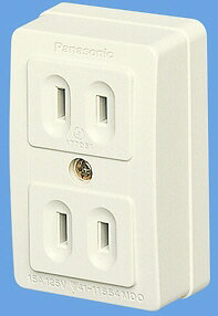 【電材用品】Panasonic(パナソニック)ダブルコンセント(送り端子付)15A 125V 適用電線:φ1.6/φ2 WK1021W【580】