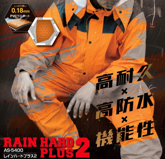 【雨具・レイングッズ】MAKKU(マック)レインハードプラス2 上下セット AS-5400【632】