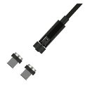 【携帯用品】カシムラ マグネット 充電ケーブル 1.2m Type-C コネクタヘッド2個 BK AJ-650【547】(2)