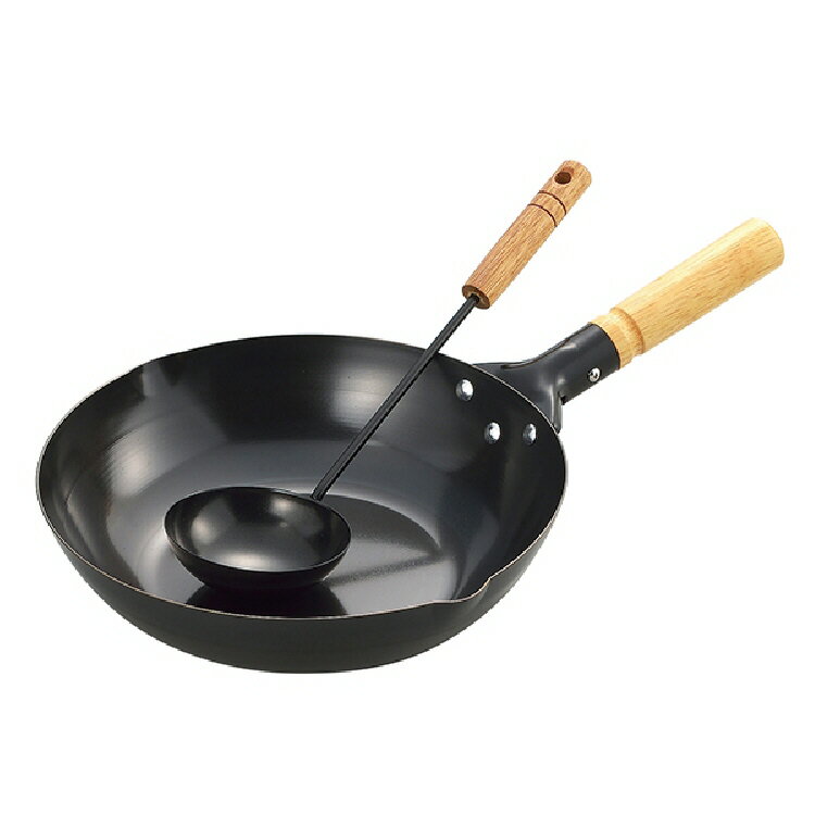 【中華鍋】ファンシア 鉄製木柄　北京鍋28cm お玉付 FAN-28P【590】