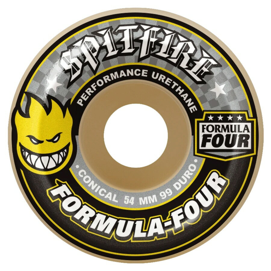 【送料込み(一部地域除く)】【スケートウィール】SPITFIRE(スピットファイア)FORMULA FOUR CONICAL YELLOW PRINT(4個1セ...