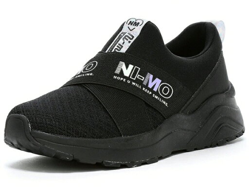 【キッズシューズ】MOONSTAR(ムーンスター)ni-mo(ニーモ) ジュニアスニーカー(ガールズ)スリッポンモデル NM J121 BLACK【470/M-232】