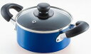 【調理器具】パール金属両手鍋 18cm ガラス蓋付 ブルー HC-152【590】