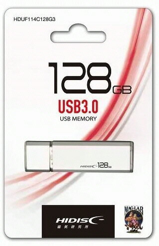 【メモリーカード】HIDISC(ハイディスク)USB 3.0 フラッシュドライブ 128GB 白 キャップ式 HDUF114C128G3【545】