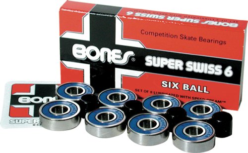 BONES SUPER SWISS 6BALL BEARING 商品説明 ベアリング内部のボールを20パーセント サイズアップ、ボールの数とボール自体 の回転数を減らし転がり抵抗を減少、 強度アップなどが特長、メンテナンスを 考慮したスケーターの為の設計　 608片面シールド/6ボールタイプ 10mmスペーサー付 ※BONES社は工業規格である国際精度 基準ABEC数値を否定しています。 「機械 に頼った超高速で回転するベアリング精度 値は駆動力を持たないスケートのウィール 回転性能の基準には当てはまらない」と 言う確たる考えがあるからです。 よって BONESのベアリングにはABEC数値は 表示されていません。 ※掲載商品の仕様、デザイン、生産国、発売時期は 　 予告なく 変更する場合がありますので、 　 あらかじめご了承ください。 ※掲載画像の色彩は実際の商品及び印刷物と 　 多少異なる場合があります。 ※メーカー希望小売価格はメーカーカタログに 　 基づいて掲載しています。 &nbsp; 発送詳細 複数ご注文、またはメール便対応商品をご注文の場合は、ショッピングモールからの自動メールでは送料は確定しておりません。店舗よりメールにて確定送料をお知らせ致します。こちらの商品（1点）の送料は下記のとおりです。 ご注文確定前に必ずコチラをご確認の上ご購入をお願い致します・ご確認ください・配送について・返品、交換について {カテゴリ} SKATE BOARD SKATEBOARD STREET RANPAGE WHEEL TRUCK SCREW WRENCH TOOL DECKTAPE DECK TAPE TRICK スケボー　 スケート ストリート トリック ウィール タイヤ トラック スクリュー ビス デッキテープ レンチ ツール ランページ