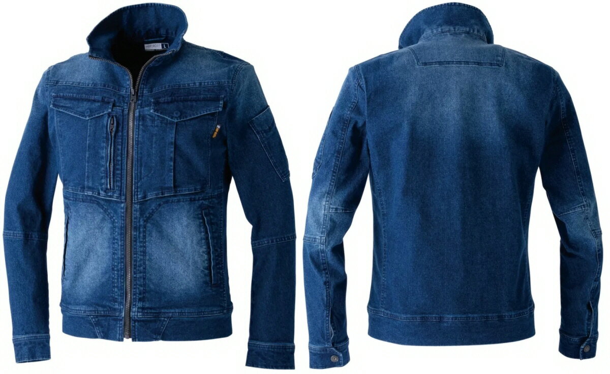 【送料込み(一部地域除く)】【作業服】CHUSAN(中国産業)HOP SCOT(ホップスコット)フレックステック3D デニムJOBジャケット 760009【530】