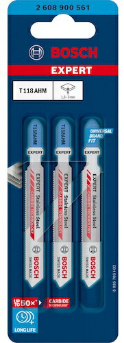 BOSCH(ボッシュ)EXPERTステンレス用ジグソーブレード 替刃 全長83mm×山数23 3枚入 T118AHM(2 608 900 561)T-118AHM