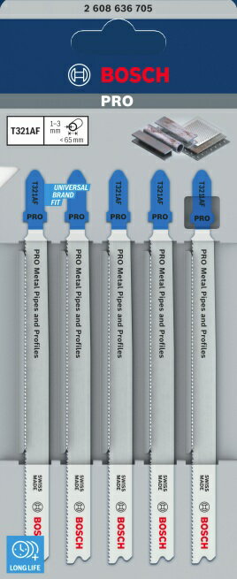 BOSCH(ボッシュ)金工用ジグソーブレード バイメタル 替刃 全長132mm×山数21 5枚入 T321AF-BiMetal(2 608 636 705)T-321AF-BiMetal【456】
