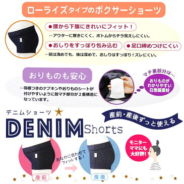 産後OK【激安!!】【メール便送料無料】★犬印★可愛い デニム マタニティショーツ マタニティーショーツ ローライズ ボクサー 妊婦帯 パンツタイプ ガードル はらおび さらし帯 妊娠初期妊娠後期犬印本舗下着妊婦インナーセールブランドお祝いギフト プレゼント
