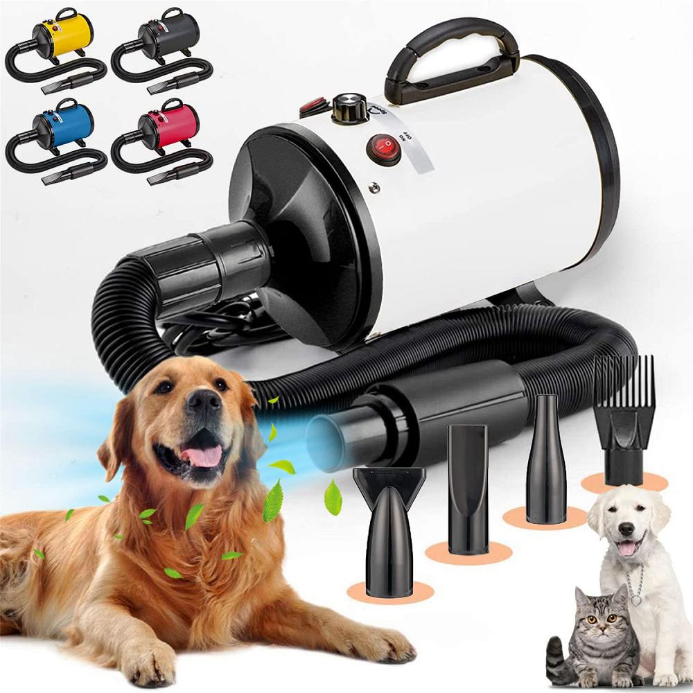 ペットドライヤー2800w犬用ドライヤー 100v 猫 犬 ドライヤー 大風量 犬用乾燥機 無段階風速制御 30-70°温度可調整犬 ドライヤー 4種ノズル付き