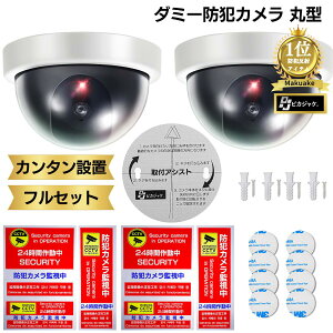 P5倍 ダミーカメラ 【テレ朝 TVタックルで紹介】ドーム型 2個 防犯設備士監修 取付アシスト付 両面テープ8枚 ネジ 防犯ステッカー 防犯カメラダミー ダミー防犯カメラ 監視カメラ ダミー 2024年モデル ポイント消化 買い回り 送料無料【防災防犯.com ピカジャケ公式】