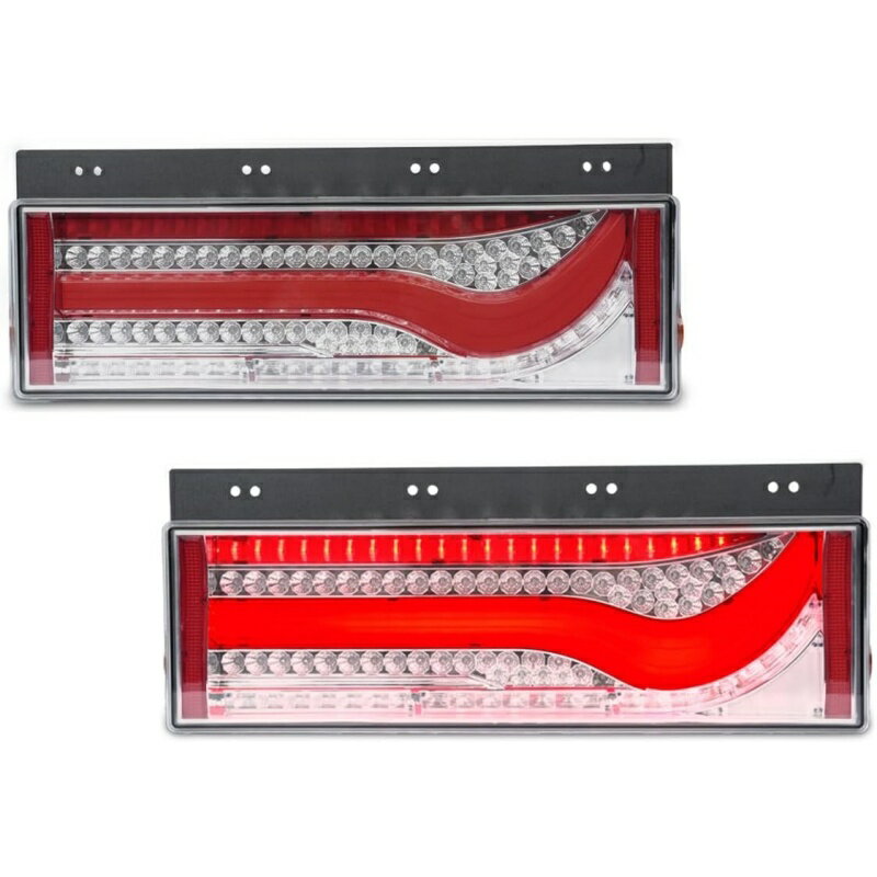 24V トラック 3連 歌舞伎 デザイン ウインカー シーケンシャル LED テール ランプ レンズ クリア レッド ライト いすゞ 日野「左右セット」