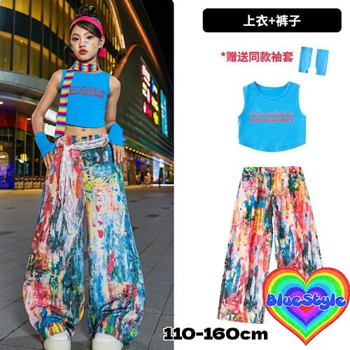 楽天BlueStyle韓国 子供服 キッズダンス衣装 セットアップ ヒップホップ ストリート 女の子 セットアップ 韓国 キッズ服 ティーンズ キッズ 女の子 ガールズ HIPHOP BlueStyle ブルースタイル ショート 上下セット
