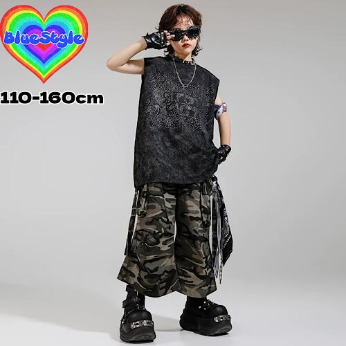 乐天商城 - 韓国 子供服 キッズダンス衣装 セットアップ ヒップホップ ストリート 男の子 セットアップ 韓国 キッズ服 ティーンズ キッズ 男の子 女の子 ガールズ HIPHOP BlueStyle ブルースタイル オールシーズン