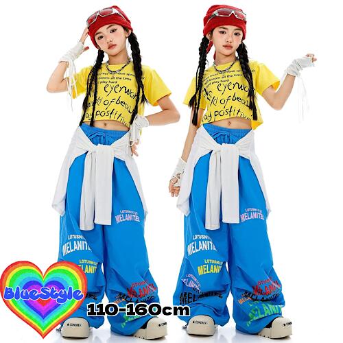 楽天BlueStyle韓国 子供服 キッズダンス衣装 セットアップ ヒップホップ ストリート 女の子 セットアップ 韓国 キッズ服 ティーンズ キッズ 女の子 ガールズ HIPHOP BlueStyle ブルースタイル ショート 上下セット