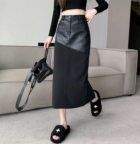 韓国 子供服 韓国 レディース ボトムス レディース韓国服 スカート ミディアム スカート 着回しコーデ 体型カバー 韓国服 春コーデ 春服 ロングスカート レザースカート