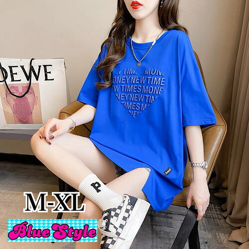 乐天商城 - 韓国 レディース服 韓国 レディース トップス レディース 韓国服 Tシャツ シンプル Tシャツ 着回しコーデ 体型カバー 半袖Tシャツ ブルースタイル BlueStyle オーバーサイズ