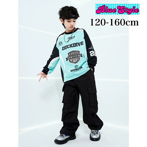 乐天商城 - 韓国 子供服 キッズダンス衣装 セットアップ ヒップホップ ストリート 男の子 セットアップ 韓国 キッズ服 ティーンズ キッズ 男の子 女の子 ガールズ HIPHOP BlueStyle ブルースタイル 春夏服 オールシーズン ダンスセットアップ