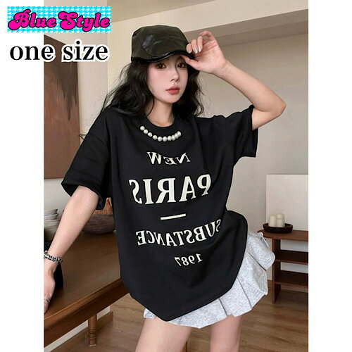 乐天商城 - 韓国 子供服 韓国 レディーストップス レディース 韓国服 ロT 英字 Tシャツ シンプル Tシャツ 着回しコーデ ブルースタイル BlueStyle bluestyle 体型カバー Tシャツ 春服 春コーデ オーバーサイズ 春夏