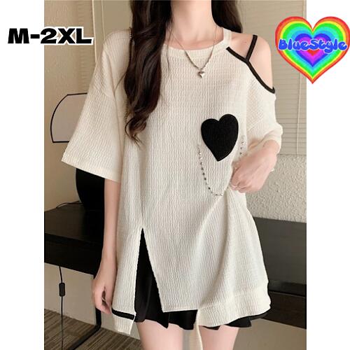 乐天商城 - 韓国 レディース服 韓国 レディース トップス レディース 韓国服 Tシャツ シンプル Tシャツ 着回しコーデ 体型カバー 半袖Tシャツ ブルースタイル BlueStyle オーバーサイズ 原色カラー