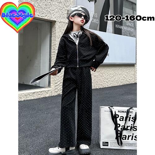 乐天商城 - 韓国 子供服 キッズダンス衣装 セットアップ ヒップホップ ストリート 女の子 セットアップ 韓国 キッズ服 ティーンズ キッズ 女の子 ガールズ HIPHOP BlueStyle ブルースタイル ショート 上下セット