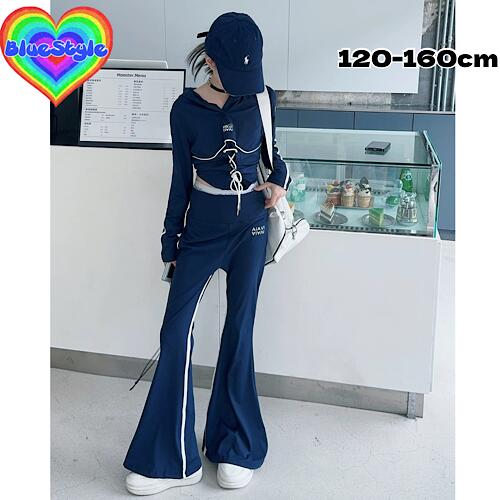 乐天商城 - 韓国 子供服 キッズダンス衣装 セットアップ ヒップホップ ストリート 女の子 セットアップ 韓国 キッズ服 ティーンズ キッズ 女の子 ガールズ HIPHOP BlueStyle ブルースタイル ショート 上下セット