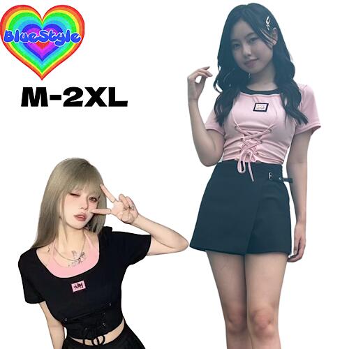 乐天商城 - 韓国 レディース服 韓国 レディース トップス レディース 韓国服 Tシャツ シンプル Tシャツ 着回しコーデ 体型カバー 半袖Tシャツ ブルースタイル BlueStyle ショート丈