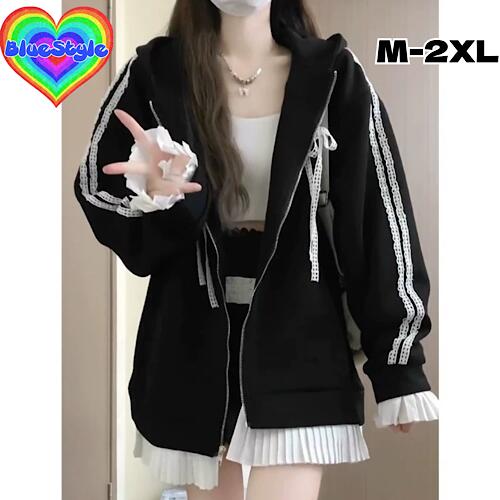 【予約商品】【送料無料】【レビュー投稿してクーポンGET】韓国 レディース服 韓国 レディース パーカー レディース 韓国服 アウター 着回しコーデ ブラック ホワイト bluestyle アウター レディース アウター 体型カバー ギャル服