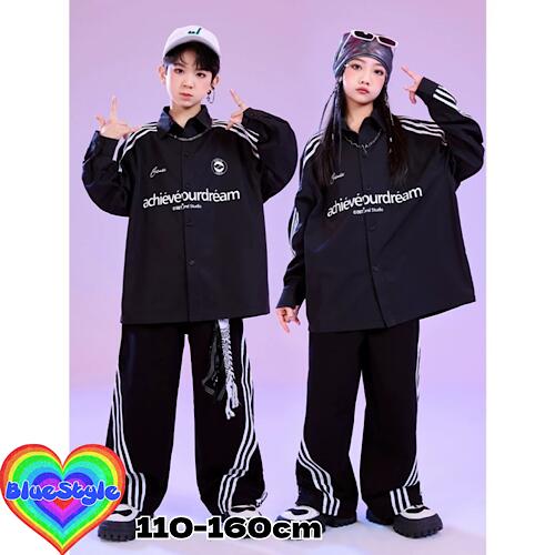 乐天商城 - 韓国 子供服 キッズダンス衣装 セットアップ ヒップホップ ストリート 男の子 セットアップ 韓国 キッズ服 ティーンズ キッズ 男の子 女の子 ガールズ HIPHOP BlueStyle ブルースタイル 春夏服 ショート丈 オールシーズン 秋冬 ダンスセットアップ