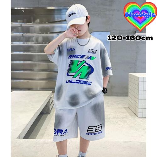 乐天商城 - 韓国 子供服 キッズダンス衣装 セットアップ ヒップホップ ストリート 男の子 セットアップ 韓国 キッズ服 ティーンズ キッズ 男の子 女の子 ガールズ HIPHOP BlueStyle ブルースタイル 上下セット 春夏 夏コーデ