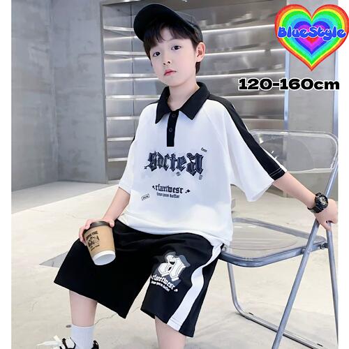 乐天商城 - 韓国 子供服 キッズダンス衣装 セットアップ ヒップホップ ストリート 男の子 セットアップ 韓国 キッズ服 ティーンズ キッズ 男の子 女の子 ガールズ HIPHOP BlueStyle ブルースタイル 上下セット 春夏 夏コーデ