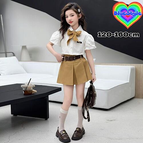 乐天商城 - 韓国 子供服 韓国キッズ服 女の子 セットアップ GIRLS セットアップ 2点セットBlueStyle bluestyle ブルースタイル 制服風 着回しコーデ 上下セット 可愛い キッズ服 韓国風 春服 春夏 ギャル キッズ ギャル