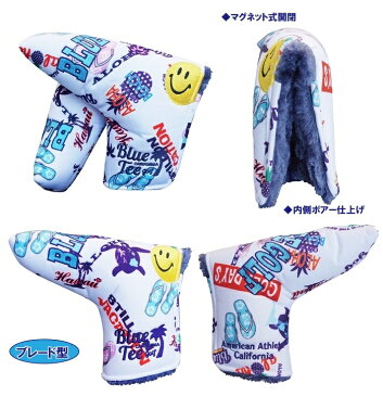 BLUE TEE GOLF California 【アロハスマイル ALOHA SMILE】パターカバーヘッドカバー ブレード型・マレット型 ☆ブルーティーゴルフ