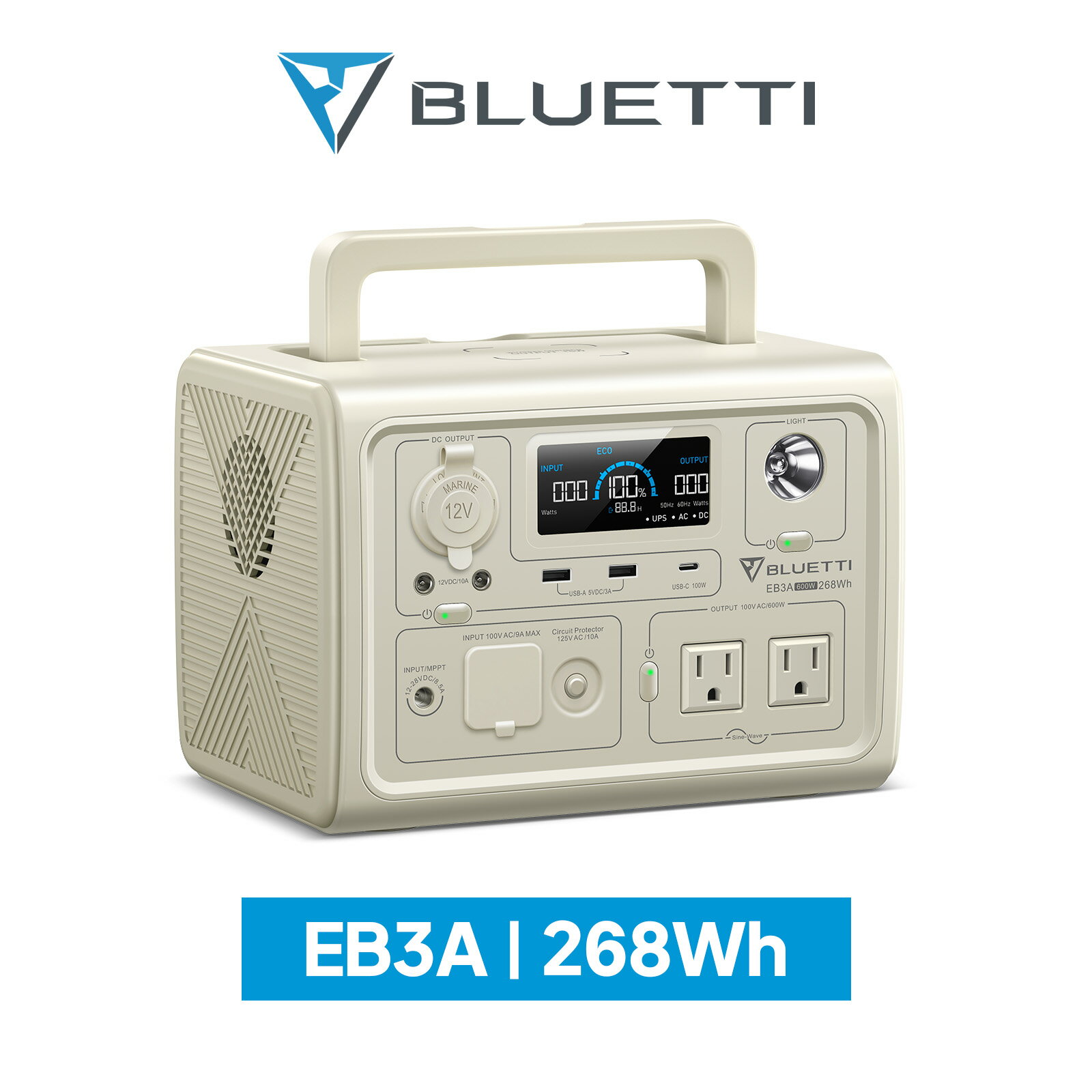 【クーポン利用で25,800円】BLUETTI ポータブル電源 EB3A ベージュ 268Wh/600W 家庭用 軽量 小型 蓄電池 高速充電 ソ…